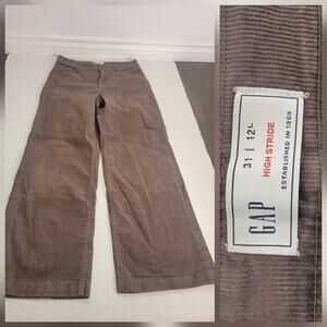 Gap High Stride Jeans Women 31 12L Brown Corduroy Baggy Wide Leg High Rise Pants